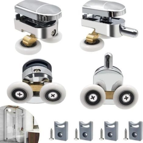 Rouleau De Porte De Duche, 4 Roulette-doppel Für Porte De Duche Roulettes Coulissantes Porte Roue De Remplacement Pour Cabine De Douche