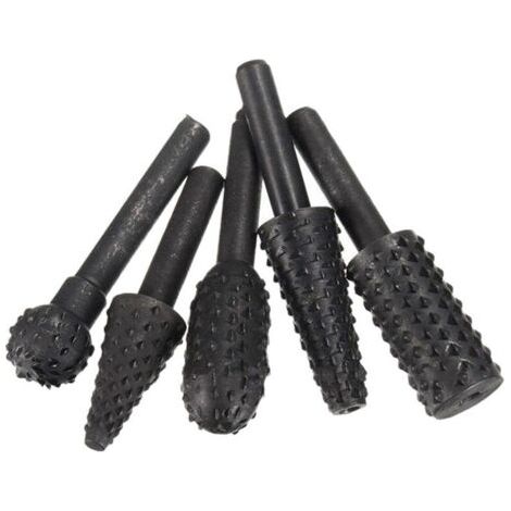 5-teiliges Holzbearbeitungs-rotationsfeilen-set, Elektrische Rotationsschleifköpfe, Holzfeilen, Schnitzmesser, Teetablett-wurzelschleifköpfe, Schwarz