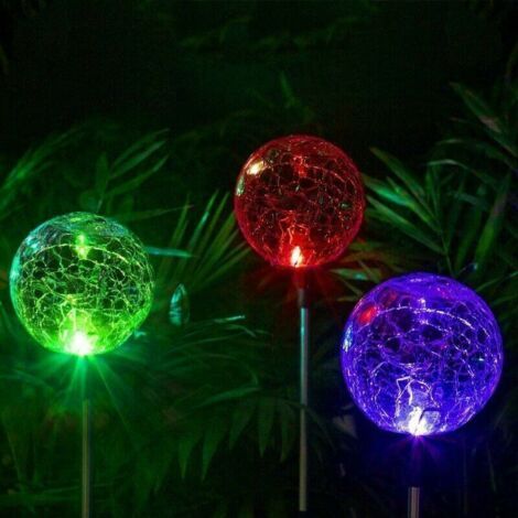 Außenleuchtende Globus-solarleuchte Mit Led – Farbwechsel – Gespaltenes Glas – Innenbeständig – 3 Solarlampen – Ip44