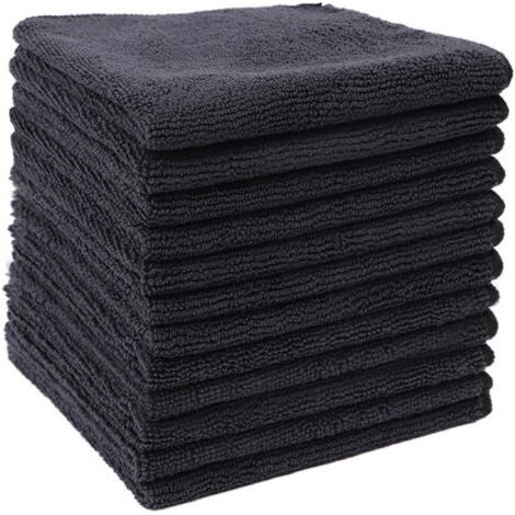 Chiffons En Fibers Ultrafines Noires, Chiffon De Nettoyage Ménager, Chiffon De Cuisine En Coton Polyester, Tampon À Récurer (30x30cm, 12 Stück)