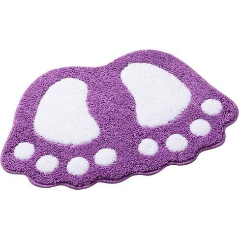 Tapis De Bain Antidérapant Motif Grands Pieds Pour Salle De Bain, Douche Absorbant-violet 48 X 67cm-