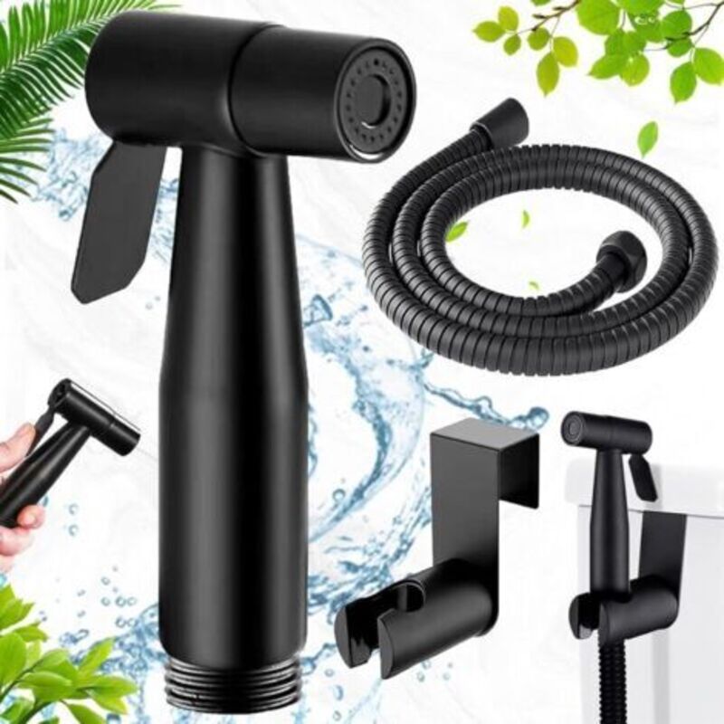 Pr Kit Bidet Aus Rostfreiem Edelstahl, G1/2-hauptdusche, Regulierbarer Druck, Mit 40-teiligem Spülschutz (schwarz)