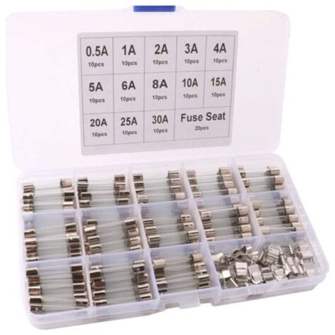 150 Stück 6 X 30 Mm Professionnel Voiture Fast-souffler Verre Tube Fuse Kit: 130 Stück Rapide Coup Verre Tube Fuse + 20 Stück Fusible Siège, Mit Transparentem Kunststoffgehäuse