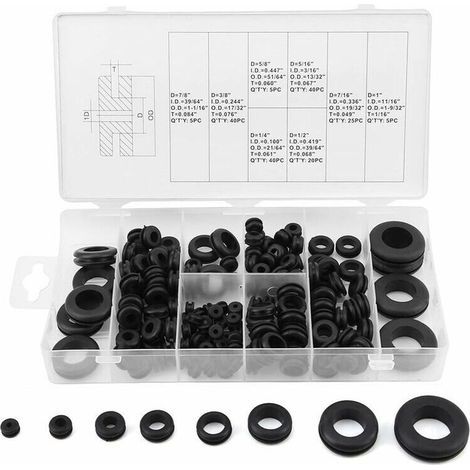 Gummitüllen-set, 180 Stück, Gummitüllen-drahtring, Gummibong, Gummitüllen-set, Gummitüllen, Gummitüllen, Elektrische Dichtung