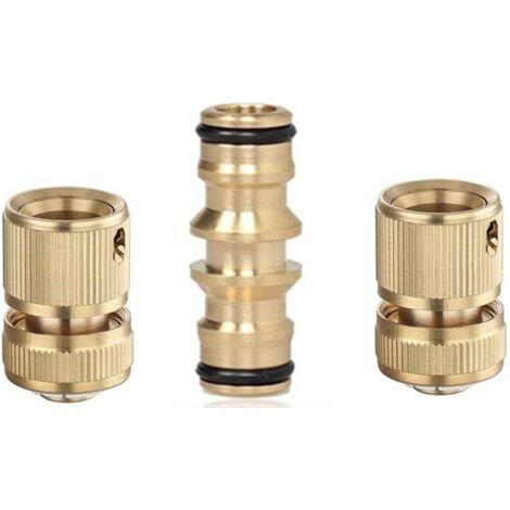 3-teiliges Tuyau-reparaturset, 2x Laiton Raccord D'Arrosage Rapides Für Tuyau & Double Connector Für Tuyau D'Arrosage