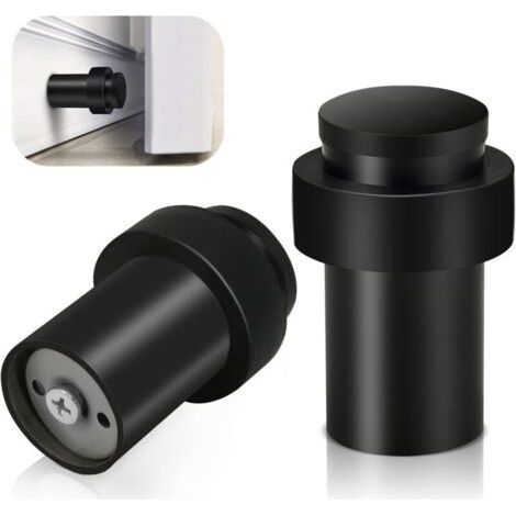 2er-pack Robuste Türstopper, Schwarzer Edelstahl, Dekorativer Wandschutz, Vollgummi Für Fußleisten, 65 Mm