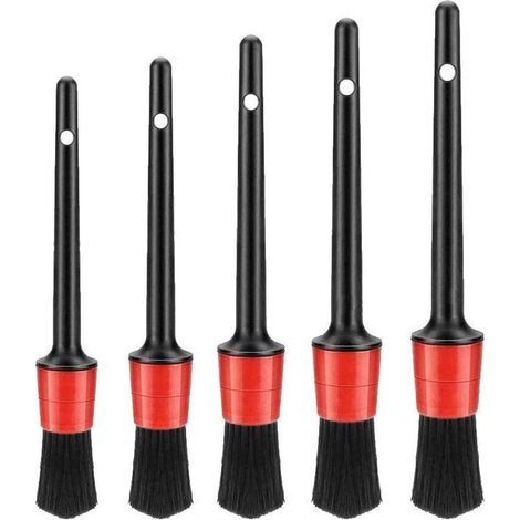 Auto Detailing Brush Set, Brossé De Nettoyage Pour Voiture, 5pcs Pinceau De Nettoyage Voiture, Cleaner Brush Set Pour La Voiture Tableau De Bord, Intérieur, Extérieur, Bouches D'Aération-