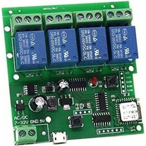 4 Kanäle Wifi Momentary Inching Relais Modul Zur Automatischen Sicherheitsunterbrechung, Garagentorsteuerung Wifi Diy (5-32 V)