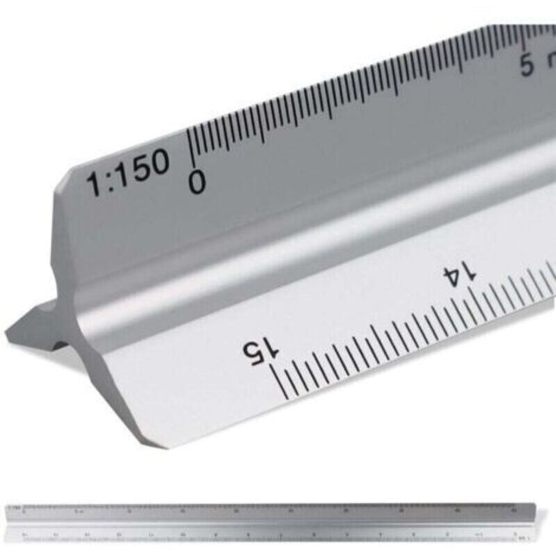 Dreiecks-architektenmaßstab Im 30-cm-maßstab, Maßstab: 1:20–1:25–1:50–1:75–1:10, Material: Aluminium, Skalimeter (dreißig).
