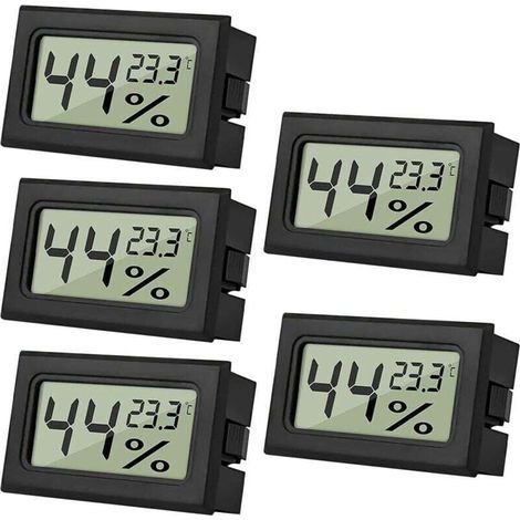 Mini-thermometer Und Innenhygrometer Mit Numerischer Lcd-anzeige, 5 Teile, Für Reptilien, Für Büro, Küche, Inkubator, Serre Xxw
