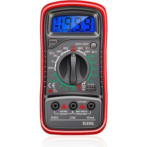 Digitales Multimeter Xl830l, Voltmeter, Amperemeter, Ohmmeter, Tragbares Lcd-display Mit Retro-display, Silikonschutzhülle, Hochpräzisionsmessung Für Kraftfahrzeuge Und Elektrogeräte