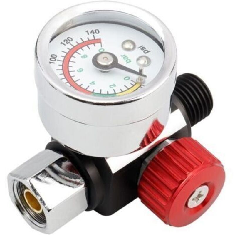 1/4" Luftdruckregler, Pneumatischer Druckregler, Pneumatisches Zubehörteil Für Pistolenpistolen, 0-10 Bar, 0-140 Psi