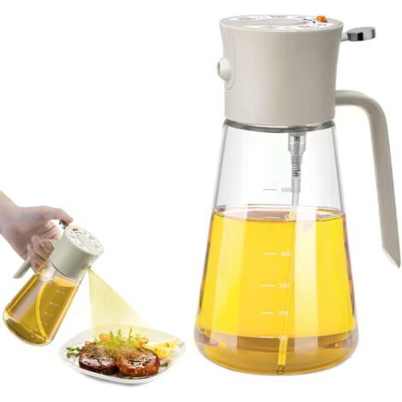 Flacon Pulvérisateur D'Huile 600 Ml,distributeur Of Hile D'Olive En Glas 2 En 1,vaporisateur D'Olive Bouteille,vaporisateur D'Huile Et De Vinaigre