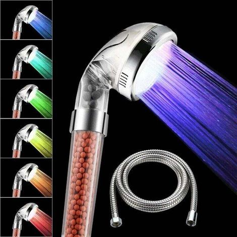 Duschkopf Mit Spüle, 7 Wechselnde Farben, Mit Druck-led, Wassersparer, Temperaturregler, Wasserkühler.