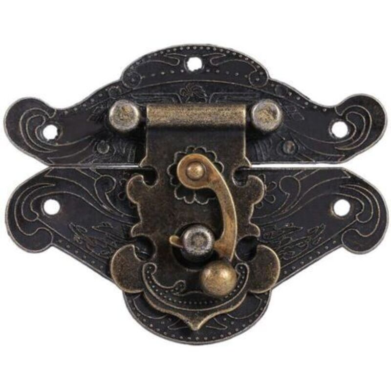 Antiker Riegel Aus Zinklegierung – Bronzefarbe – Maße 8,2 Cm X 6,5 Cm – Für Schmuckschatullen Und Holzmöbel