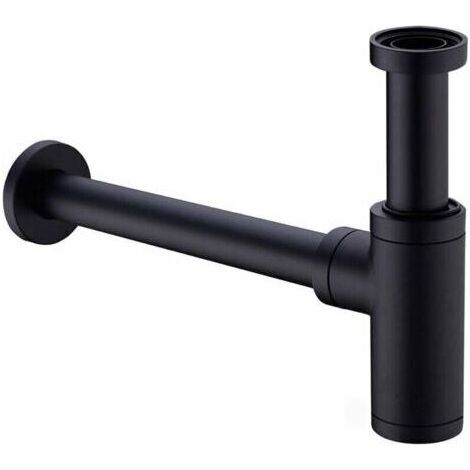 Messing-spülbecken-siphon, Universal-siphon Mit 200 Mm Verlängerungsrohr, 1 1/4 X 32 Mm Verstellbarer Siphon, Geruchshemmend, Auslaufsicher, Mattschwarz,