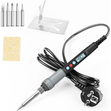 Fer À Soudure 90w Kit De Soudure Température Regulable 200℃480℃ Visible Fer A Souder Électrique With L'Interrupteur On/off, 5 Pointes For Rechange For Reparation Soudage Brasage