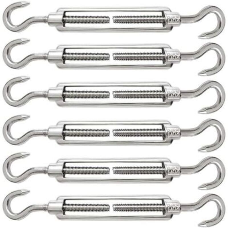 6 Stück Kabelspanner M5 Kabelspanner Aus Edelstahl 304, Verstellbarer Spannschlosshaken Und Haken Für Drahtspanner, Kabel, Stahlseil, Hakenspanner, Zubehör