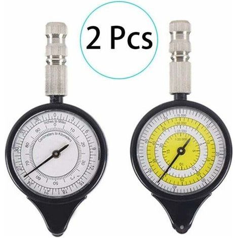 2 Stück Carte Télémètre Odomètre Multifunktionskompass Curvimètre Appareil, Opisomètre, Curvimètre, Distance Calculator Carte Mesureur Boussole Randonnée Camping Pour Survie En Plein Air Ephé