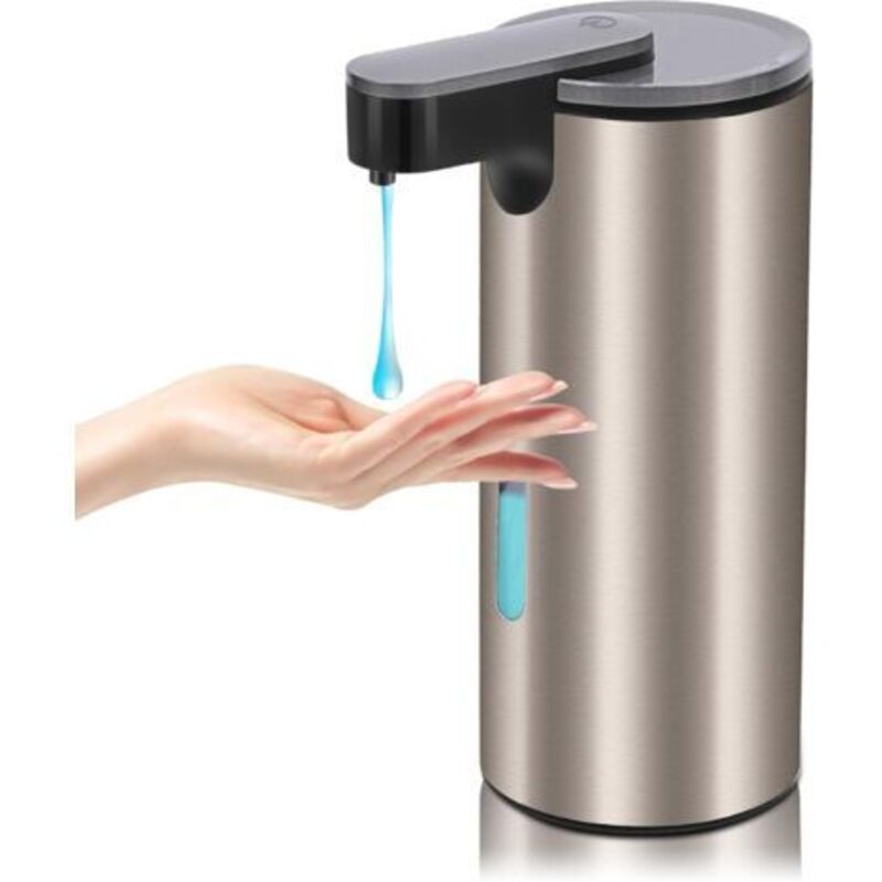 Distributor Von Savon Automatique, Wiederaufladbar, 330 Ml – Distributor Von Liquide Ohne Kontakt Und Edelstahl Mit 3 Einstellbaren Niveaus Für Den Salle De Bain Cuisine Lavabo Hotel Restaurant