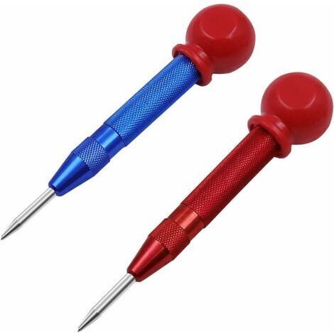 Federbelasteter Automatischer Körner, 2 Stück, Automatischer Körner, Körnerwerkzeug, Körner, Körnermarkierung Für Fensterglas (blau + Rot)
