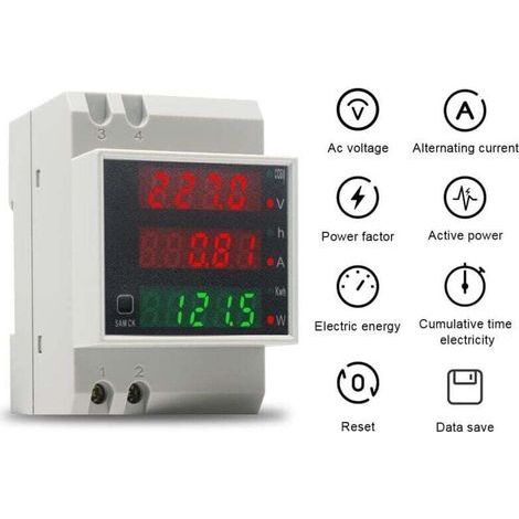 Einphasiger Energierechner, Voltmeter, Amperemeter, Din Ac80-300 V, 100 A, Lcd-bildschirm, Wattmeter, Zwischenrechner, Spannungsfaktor, Betriebsrechner In Kwh Xxw