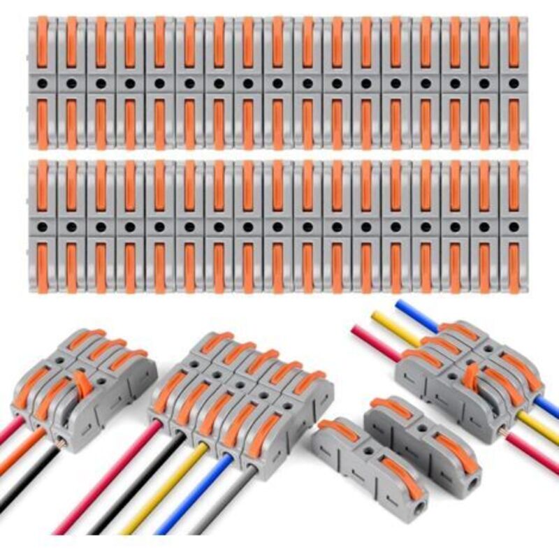 Elektrischer Schnellverbinder Mit Hebel, 34 Stück 1-draht-schnellanschlussklemme Mit 2 Eingängen, Schneller Elektrischer Domino, Kabelverbindungen Frei Kombinierbar, Schwer Entflammbar Pa/pc-jusch