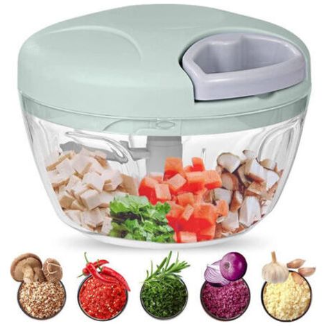 Ahlsen Manueller Zerkleinerer, 500 Ml. Hacken, Schneiden Und Mischen Sie Gemüse, Fleisch, Nüsse Und Zwiebeln Dank Seiner Edelstahlklingen Für Schnelles Und Einfaches Kochen