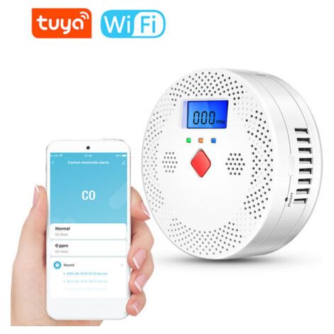 Tuya Wifi Tragbarer Elektrochemischer Co-tester, Kohlenmonoxiddetektor Mit Lcd-display, Ton- Und Lichtalarm, Erinnerung An Niedrigen Batteriestand,