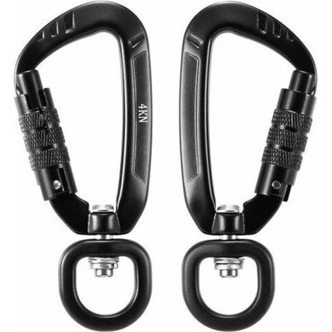 360° Drehbarer Karabiner, 4kn, 2 Stück, Schwarz