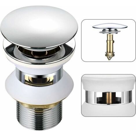 Universeller Waschbeckenabfluss Mit Pop-up-überlauf, Automatischer Push-open-click-klack Für Badezimmer, 1-1/4 Zoll, Verchromtes Messing,