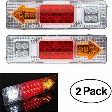 2 X Feux Arrière Remorque 19 Led 12v Caravane Voiture Feuilles Arrière Arrêter Freinage Inverse Indicator Étanche Arrows Véhicule Lampe