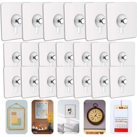 Set Mit 20 Selbstklebenden Bilderaufhängern Ohne Bohren, Selbstklebende Rahmenbefestigungshaken Zum Aufhängen Von Fotorahmen, Wandkunst, Dekorativ, Ohne Loch