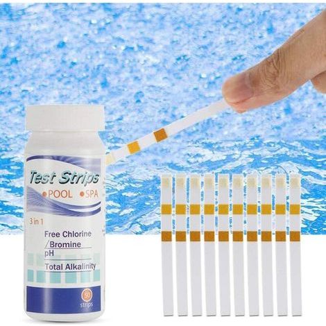 100 Stück Schwimmbad-ph-testpapier, Schwimmbad-teststreifen, Wasserhärtetest Zum Testen Von Freiem Chlor, Gesamtalkalität Und Ph-wert, Spa-whirlpool-test, Cyanursäuretest (3 In 1)