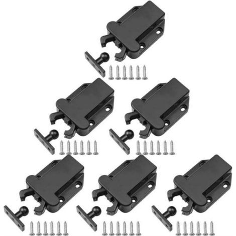 Schwarze 6-teilige Loquets À Libération Tactile Für Placard Push To Open Non Magnétiques Für Tiroir Fermeture Für Placard Meubles