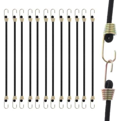 Bungee-spanner Mit Haken, 12 Stück, Bungee-seil Mit Karabiner, 25 Cm Bungee-bungee, Robuste Gummi-elastikgurte Zur Sicherung Von Gepäck, Zelt, Planen, Autos