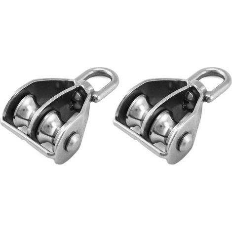 2 Stück M15 304 Edelstahl-doppelflaschenzug, Drehbare Doppel-heberolle