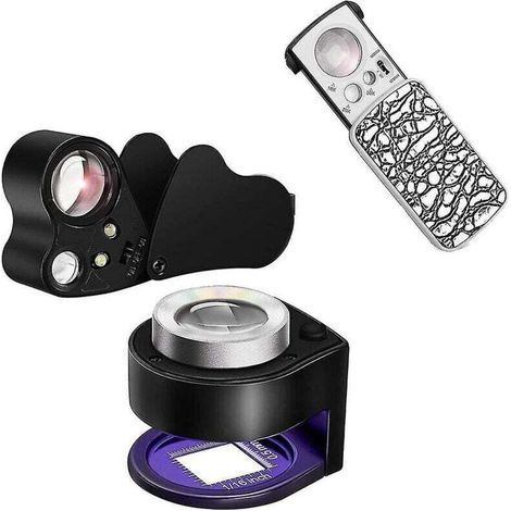 Set Mit 2 Schmucklupen 30x, 60x Und Led-schmucklupe, 1 Packung 10x, 20x, 30x Mit Mehrfachbeleuchtung