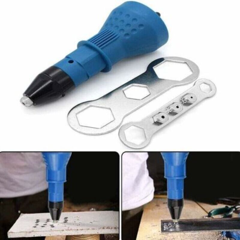 Pr Pistolet À Rivets Sans Fil Kit D'Outil De Perceuse Électrique À Rivets Riveteuse Adaptateur Insert Écrou Tool De Puissance À Main Accessoires (blau)