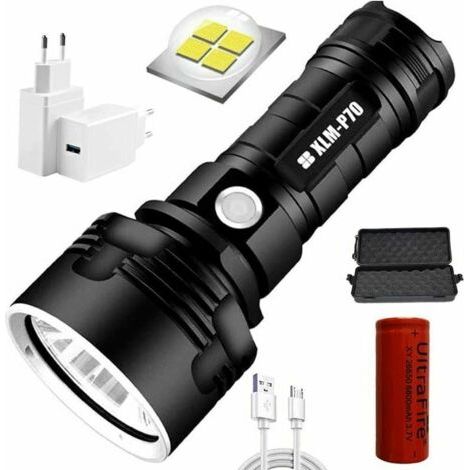 Taschenlampe P70, Ultra-leuchtkraft Mit Einer Leistung Von 30.000-100.000 Lumen, 3 Beleuchtungsmodi (einzelbatterie, 50w-p70)