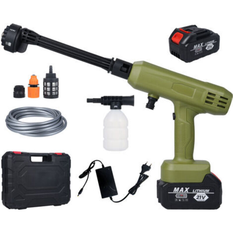 Hochdruck-elektrikpistole Ohne Filter, 2-teiliger Akku, 21 V, 3000 Mah, Mit 6 Und 1 Bussen Für Autos, Wand, Route, Verschluss, Spülung, Blumen