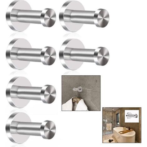 6 Stück Gehäkeltes Wandbild Peignoir, Inox Patères De Salle De Bains Brossé Gehäkeltes Peignoir Patères Mural, Chrome Fini, Base Ronde