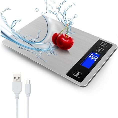 Numerische Küchenwaage 15 Kg Mit Lcd-display + Edelstahl + Trempé-glas – Präzision Nur 1 G – G/kg/lb:oz/ml/fl’oz – Batterie