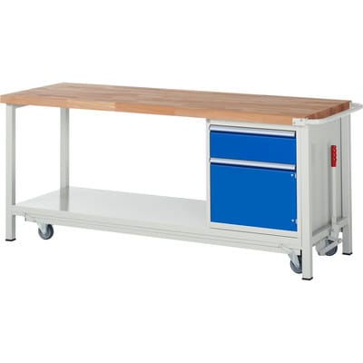 Werkbank mit absenkbarem Fahrgestell Modell 8152 b 2000 x t 700 x h 880mm - RAU