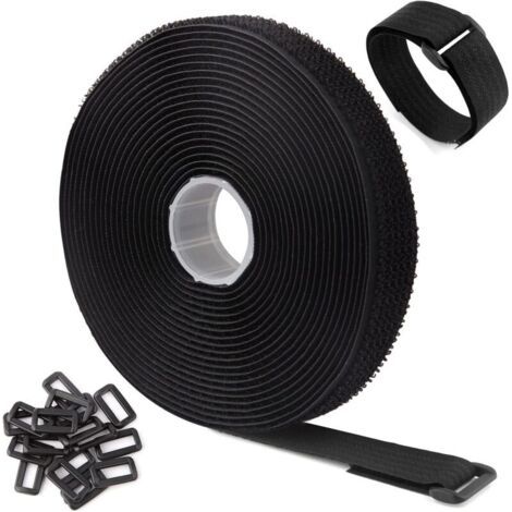 5 M X 2,5 Cm Verstellbare Kabelbinder Mit 25 Schlaufen, Schwarze Wiederverwendbare Kabelbinder, Klettverschluss Für Kabelmanagement, Schwarz