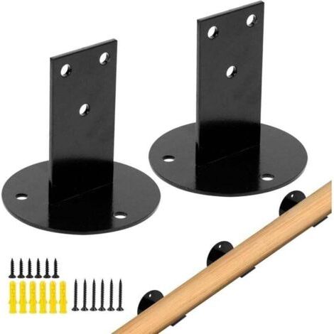 Supports De Courante Courante, Xu, Support Rampe Escalier, Accessoires Fixation Murale, Escalier Destiné À Bois, Accrochage Mural Balustrade Intérieure Extérieure, Noir, 2 Pièces
