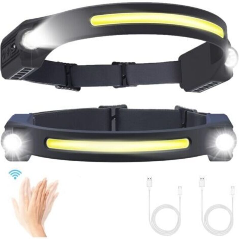 Stirnlampe, Wiederaufladbar, Led, 2 Stück, Stirnlampe, Stirnlampe Mit 5 Modi, Bewegungsmelder, 260 °c, Ipx4, Usb-c Für Kinder, Camping, Wandern