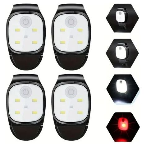 4-teilige Led-klemmlampe, Wiederaufladbare Usb-klemmlampe, 4 Beleuchtungsmodi, Mini-frontlampe Für Den Kurs Im Freien, Joggen, Pêche
