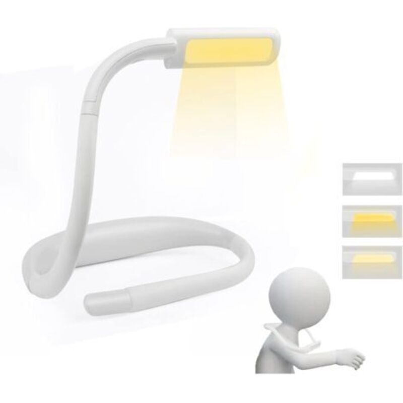 Pr Lampe De Lecture De Cou Wiederaufladbare, Liseuse Lampe Led, Lampe De Lecture Pour Lire Au Lit,luminosité Reglable,3 Couleurs, Bras Flexible,for La Le Tricot, La Reparation, White