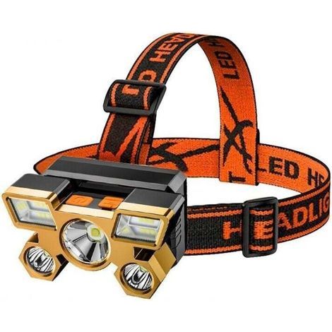 Ulisemusb Wiederaufladbare Stirnlampe, 5 Led-stirnlampe Mit Batterien, 90° Drehbar, Wasserdicht, Für Arbeit, Outdoor, Laufen, Camping, Angeln, Wandern Und Radfahren – Bildfarbe